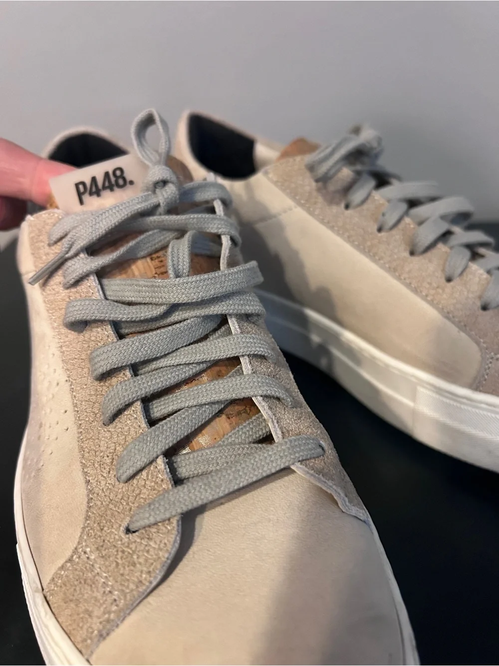 P448 Suede Low-Top Sneakers in Beige Gray